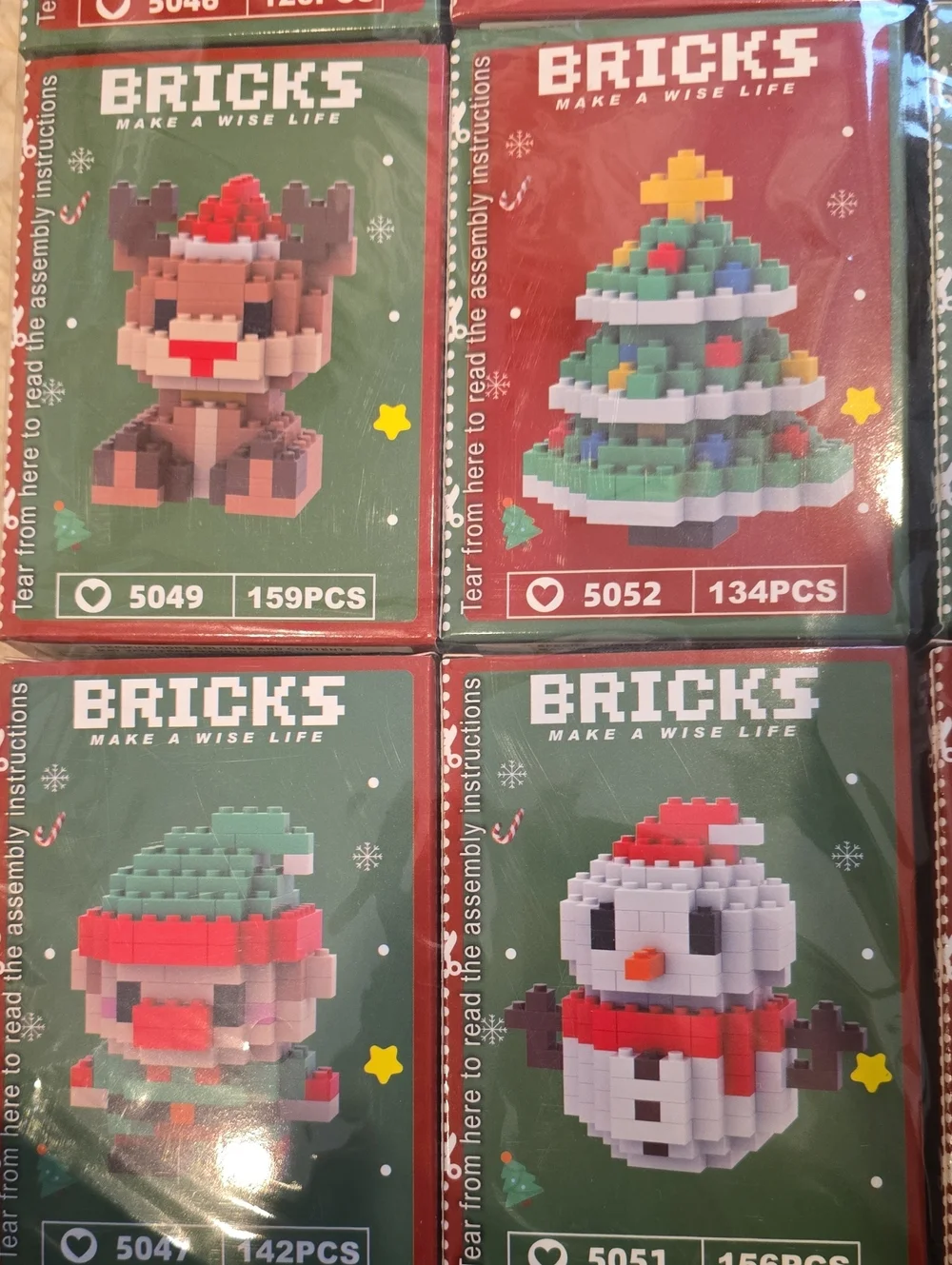 BULK Christmas Bricks Micro Building Toy Set - Assorted Colors 12 Sets